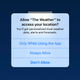 A mobile phone with The Weather Channel app location preference page is seen Friday, Jan. 4, 2019.